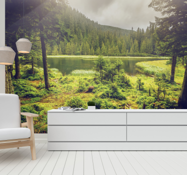 Fotomurale foresta con alberi verdi - TenStickers