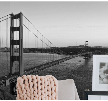 Golden Gate black and white mural wallpaper - TenStickers