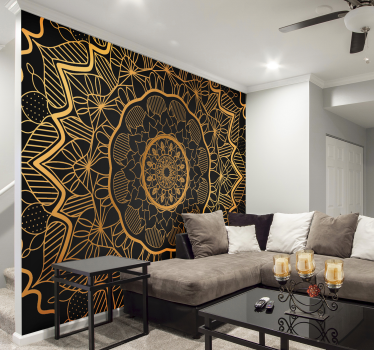 Golden Mandala Wall Mural - TenStickers