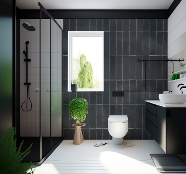 Gray Tiles Bathroom Mural - TenStickers