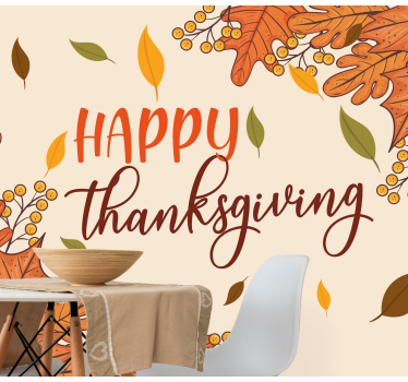 Happy Thanksgiving with leaves word wall mural - TenStickers