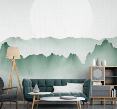 "Japandi style" abstract landscape vintage mural - TenStickers