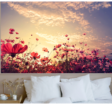 Landscape natural background flowers mural wallpaper - TenStickers