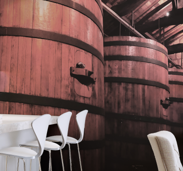 Large old wine barrels vintage mural - TenStickers