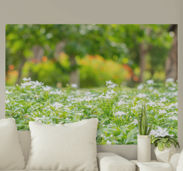 Lush white blooms flower wall mural - TenStickers
