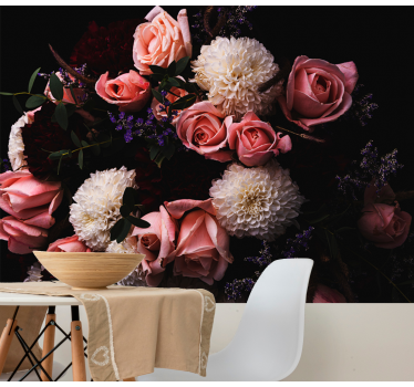 Luxurious bouquet  pink roses mural wallpaper - TenStickers