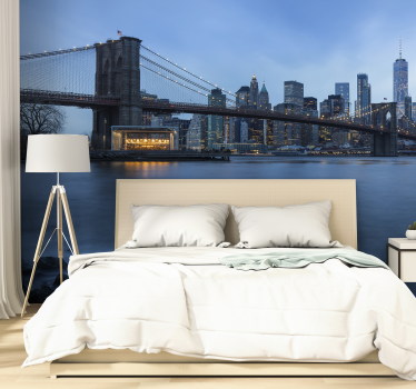Manhattan view New York skyline wall mural - TenStickers