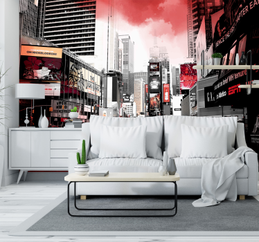 New York red and white skyline wall mural - TenStickers