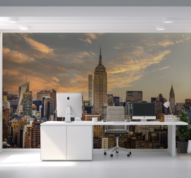 New York skyline multicolor design office wall mural - TenStickers