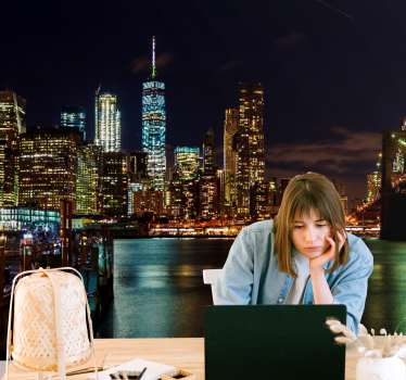 New york wall mural manhattan night scene - TenStickers