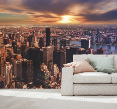 New york wall mural urban skyline sunset - TenStickers