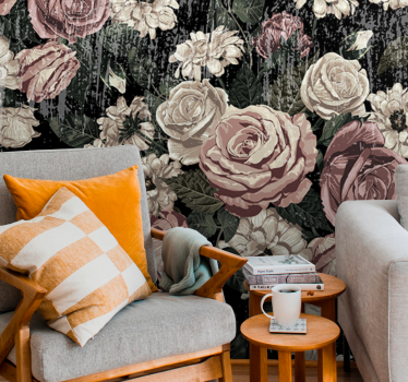 Painting style plants with vintage look mural wallpaper - TenStickers