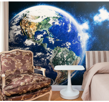 planet earth with continents space mural wallpaper - TenStickers