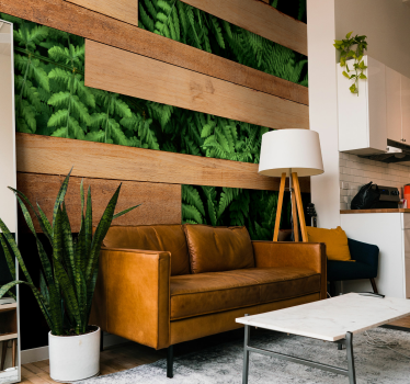 Green plants natural design wood effect wall mural - TenStickers