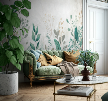 Plants painting living room mural for wall - TenStickers