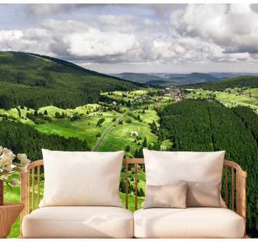 Polish meadows mountain mural - TenStickers