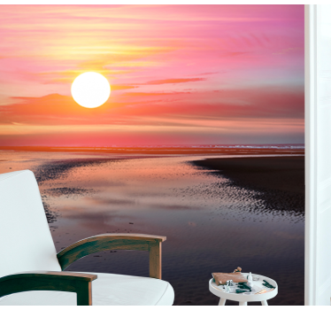 Polish seaside sunset under the sea wall mural - TenStickers