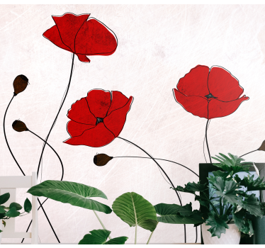 Poppies on grey sky Poppy Wallpaper Photo - TenStickers