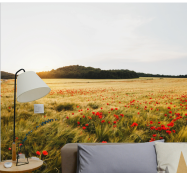 Poppy Blossom Meadow flower wall mural - TenStickers
