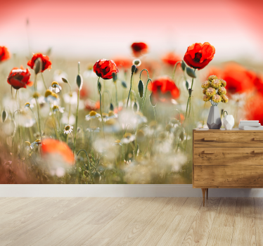 Poppy field Wallpaper Photo - TenStickers