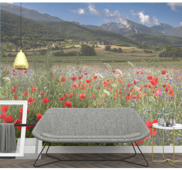 Pretty prairie field with flowers mural wallpaper - TenStickers