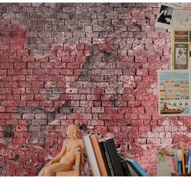 Red bricks with white paint  brick mural - TenStickers