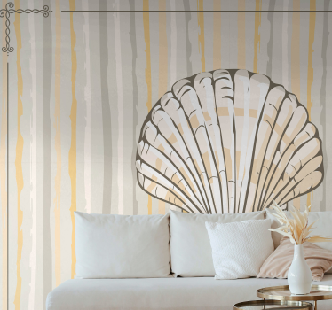 Vintage wall mural seashell floral pattern - TenStickers