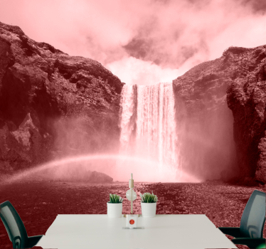 Soft Pink Mountain Waterfall waterfall mural - TenStickers