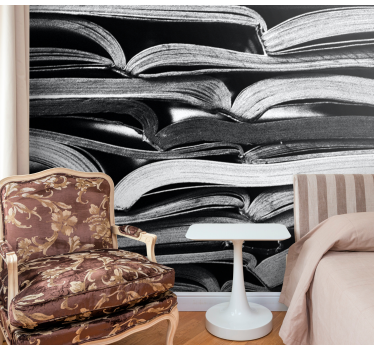 Stacked Open Pages texture wall mural - TenStickers