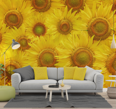 Yellow Sunflowers Living Room Wall Mural Decor - TenStickers