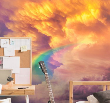 Sunset clouds with rainbow wall murals for teenage bedrooms - TenStickers