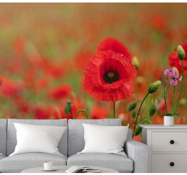 Vague poppy field Poppy Wallpaper Photo - TenStickers