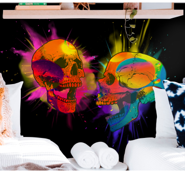Wall mural punk colored skulls love wall mural - TenStickers
