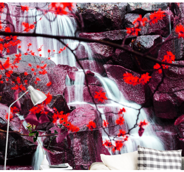 Waterfall nature season spring forest wall mural - TenStickers