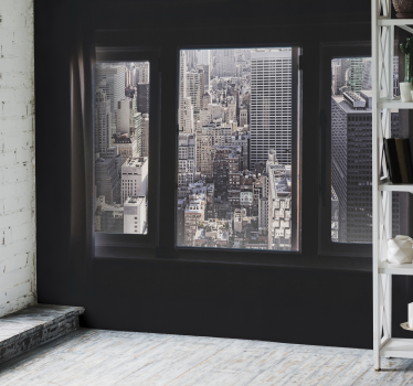Window view New York skyline aerial view 3d wallpaper - TenStickers