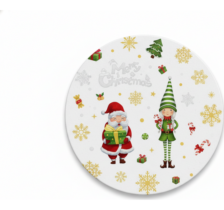 Christmas coasters santa and elf design - TenStickers