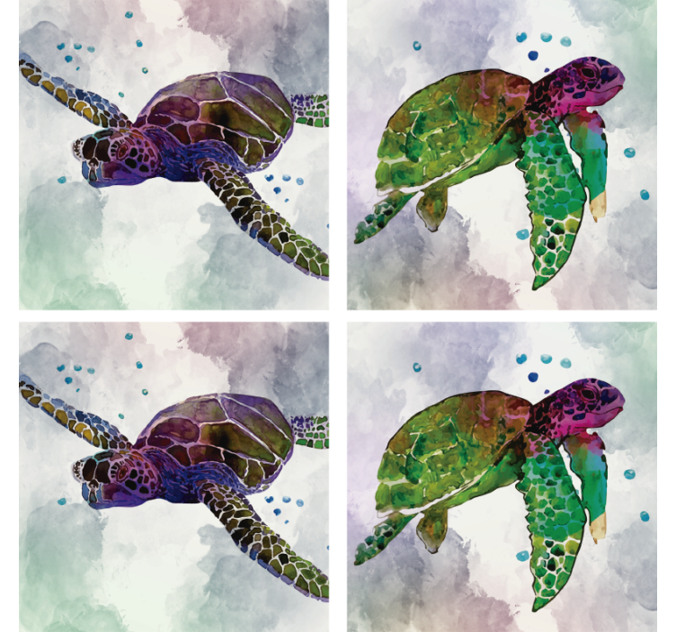 Vintage coasters colorful sea turtles - TenStickers