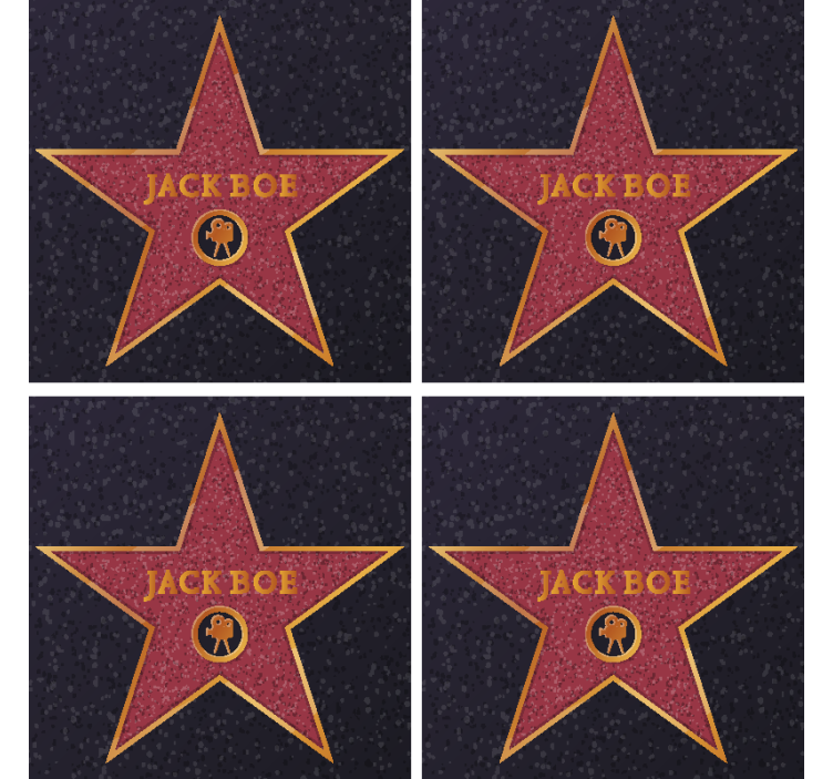 Hollywood star with personalised name vintage coasters - TenStickers