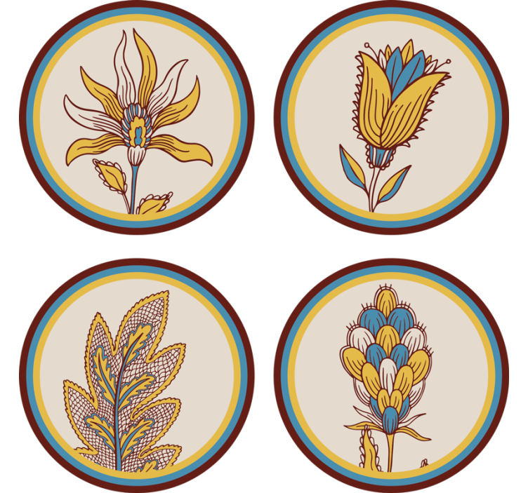 Floral motif coasters set - TenStickers