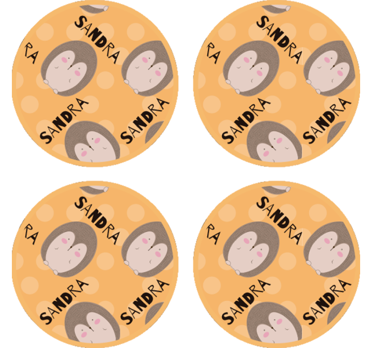 Personalizable coasters cute hedgehog design - TenStickers