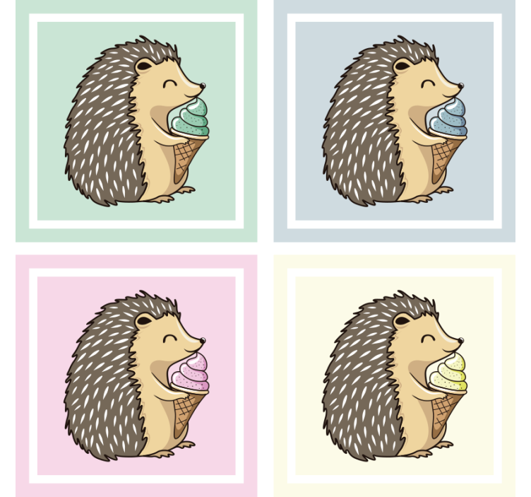 Geek coasters hedgehog savoring ice cream - TenStickers