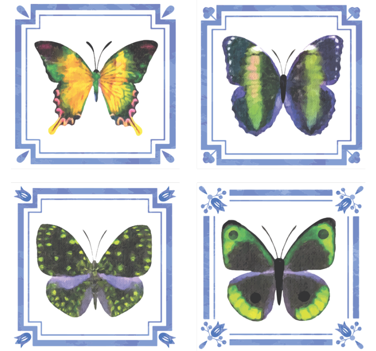 colorful butterflies tiles butterfly coaster - TenStickers