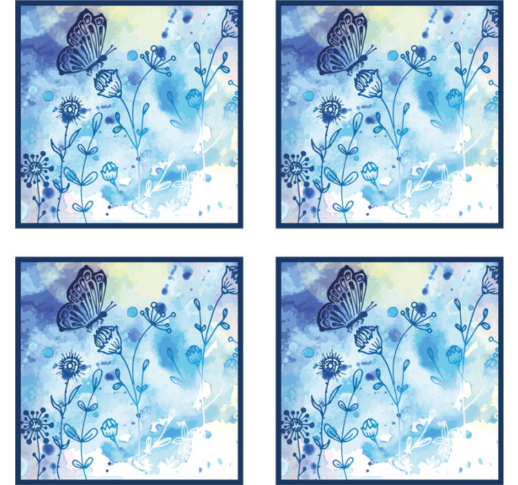 Floral watercolor motif coasters - TenStickers