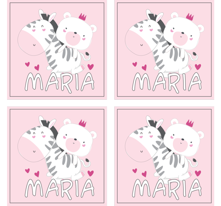 Personalizable coasters cute zebra bear duo - TenStickers