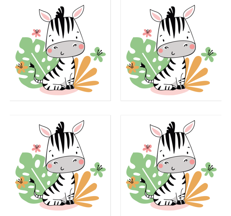 Geek coasters cute zebra design - TenStickers