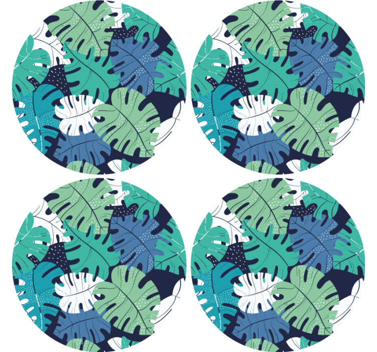 Tropical leaf emblem coasters - TenStickers
