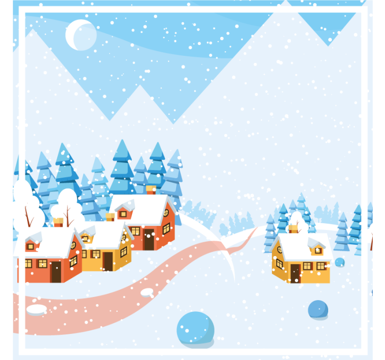 Christmas coasters snowy village design - TenStickers
