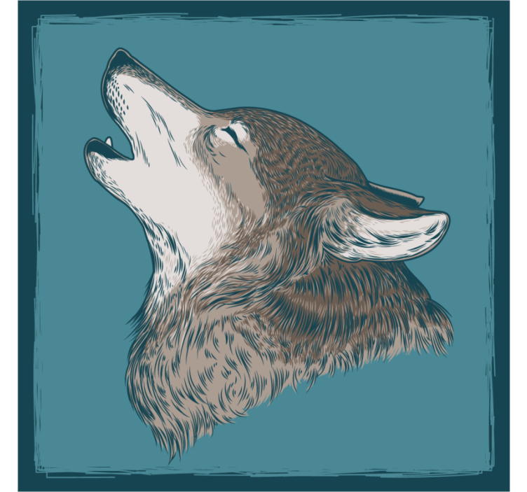 Geek coasters howling wolf artwork - TenStickers