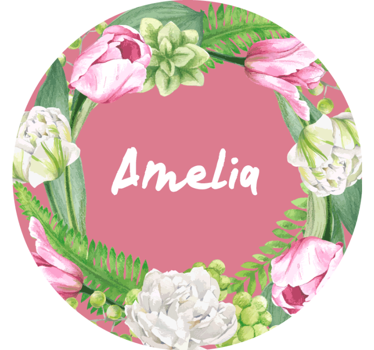 Personalizable coasters floral pink wreath - TenStickers