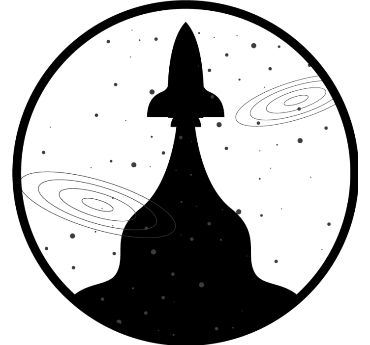 Geek coasters rocket silhouette with stars - TenStickers